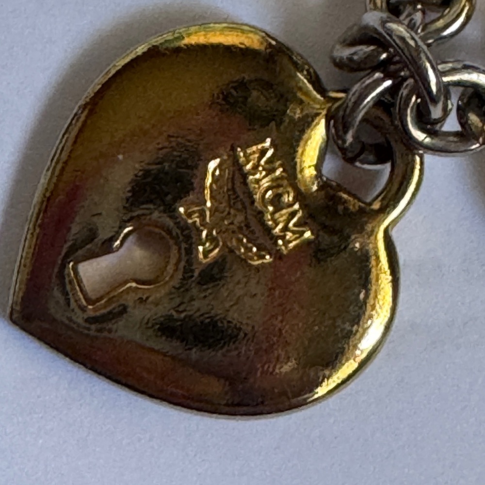 MCM Authentic Heart Lock & Key Gold Bag Charm | Rare Vintage Style
